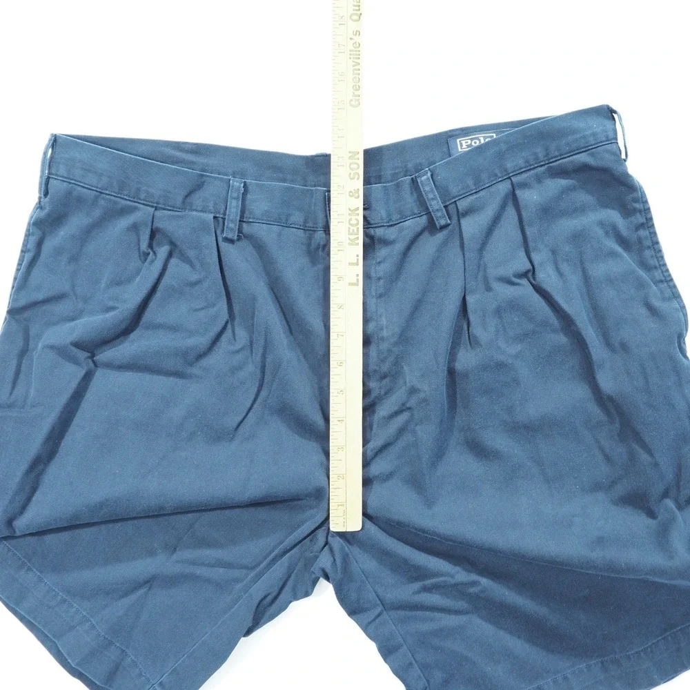 Polo Ralph Lauren Shorts Mens 42T Navy Blue Pleated Chino Cotton Casual Golf